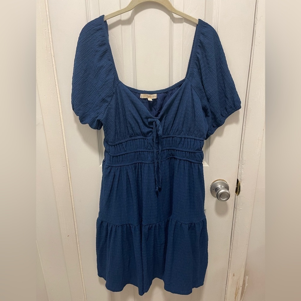 Rewind Charcoal Textured Dress with Tie Front